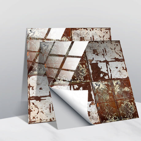 Retro Glansig Kakeltapet - Vintage Mönster Peel & Stick PVC Vägg- och Möbelbeklädnad MILA Sverige