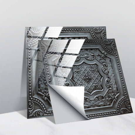 Retro Glansig Kakeltapet - Vintage Mönster Peel & Stick PVC Vägg- och Möbelbeklädnad MILA Sverige