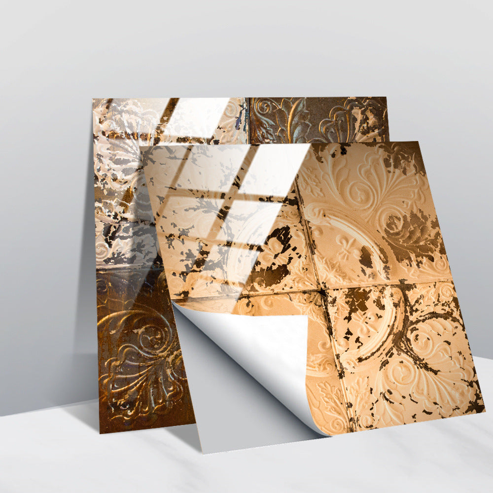 Retro Glansig Kakeltapet - Vintage Mönster Peel & Stick PVC Vägg- och Möbelbeklädnad MILA Sverige