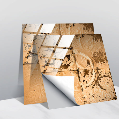 Retro Glansig Kakeltapet - Vintage Mönster Peel & Stick PVC Vägg- och Möbelbeklädnad MILA Sverige