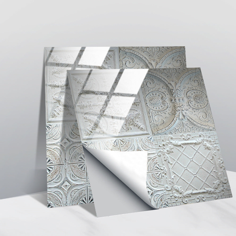 Retro Glansig Kakeltapet - Vintage Mönster Peel & Stick PVC Vägg- och Möbelbeklädnad MILA Sverige