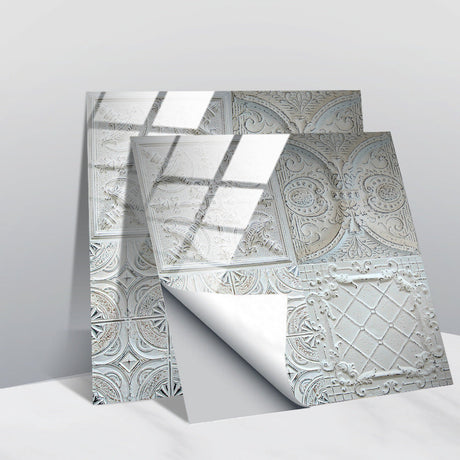 Retro Glansig Kakeltapet - Vintage Mönster Peel & Stick PVC Vägg- och Möbelbeklädnad MILA Sverige