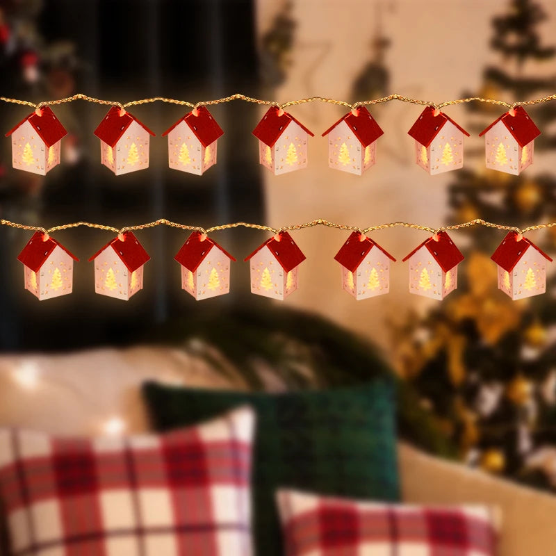 LED-julhus av trä med festlig belysning Carvallo