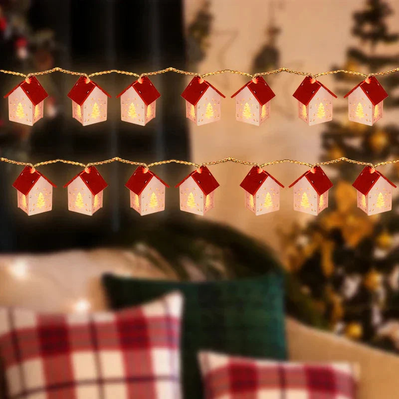 Träjuletidshus med LED-belysning för festlig dekoration Carvallo