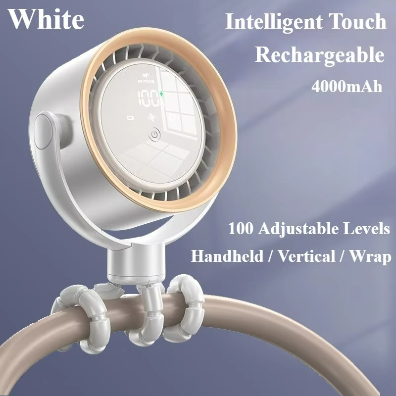 Carvallo Bärbar Mini-fläkt | 360° Flex-design | 100 hastigheter | Ice-Cooling teknik | LED-skärm | 12,5 × 8,5 × 3 cm Carvallo