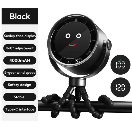 Flexibel stativ-minifläkt – USB-laddningsbar handhållen kylning med böjbara ben MILA Sverige
