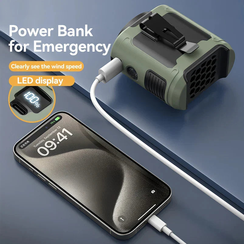 Royaleva 6000mAh Utomhus Bärbar Midje Fläkt för Kall Luft Carvallo