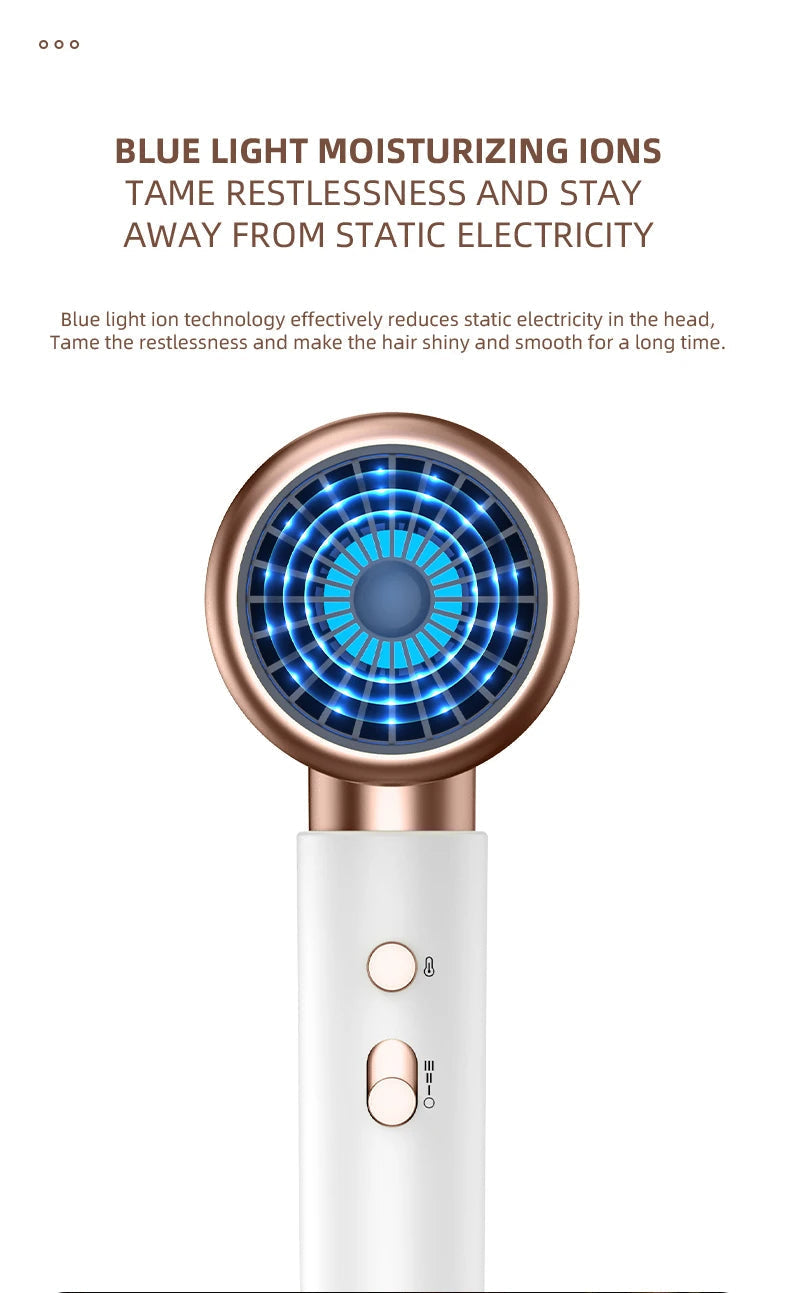 Carvallo Pro 2400 Hårtork 2400W | Ionteknologi | Ljuskälla & Kall luft | Lätt & Ergonomisk Carvallo