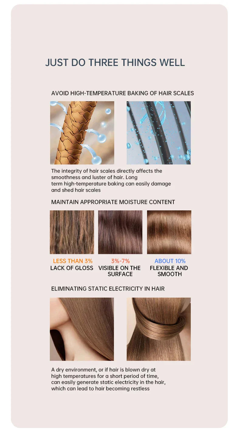 Högpresterande hårtork 2400W med kall- och varmluftsfunktion - Ionteknologi Carvallo