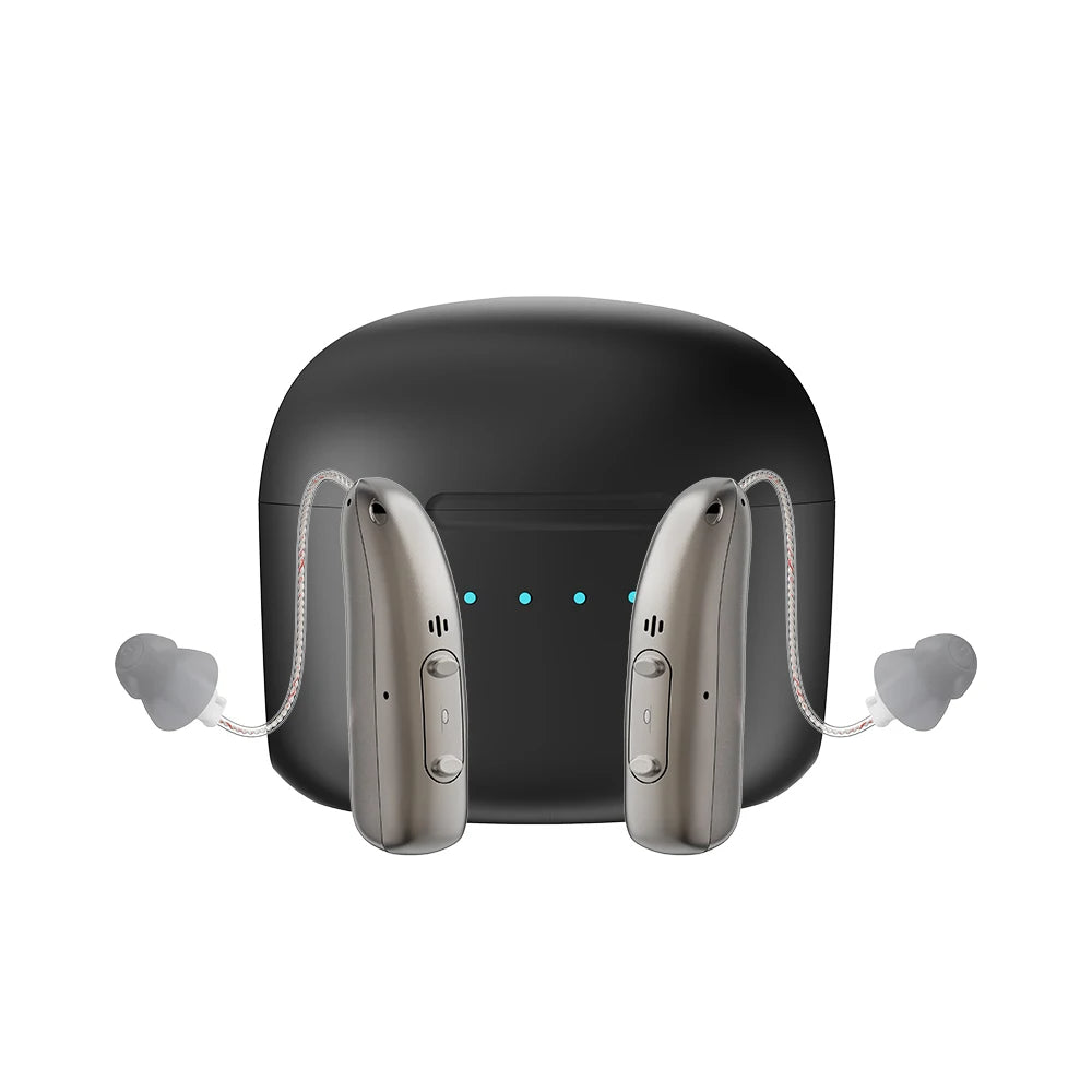 Uppladdningsbara Bluetooth-hörselhjälpmedel för äldre med appkontroll och 4 ljudlägen Carvallo
