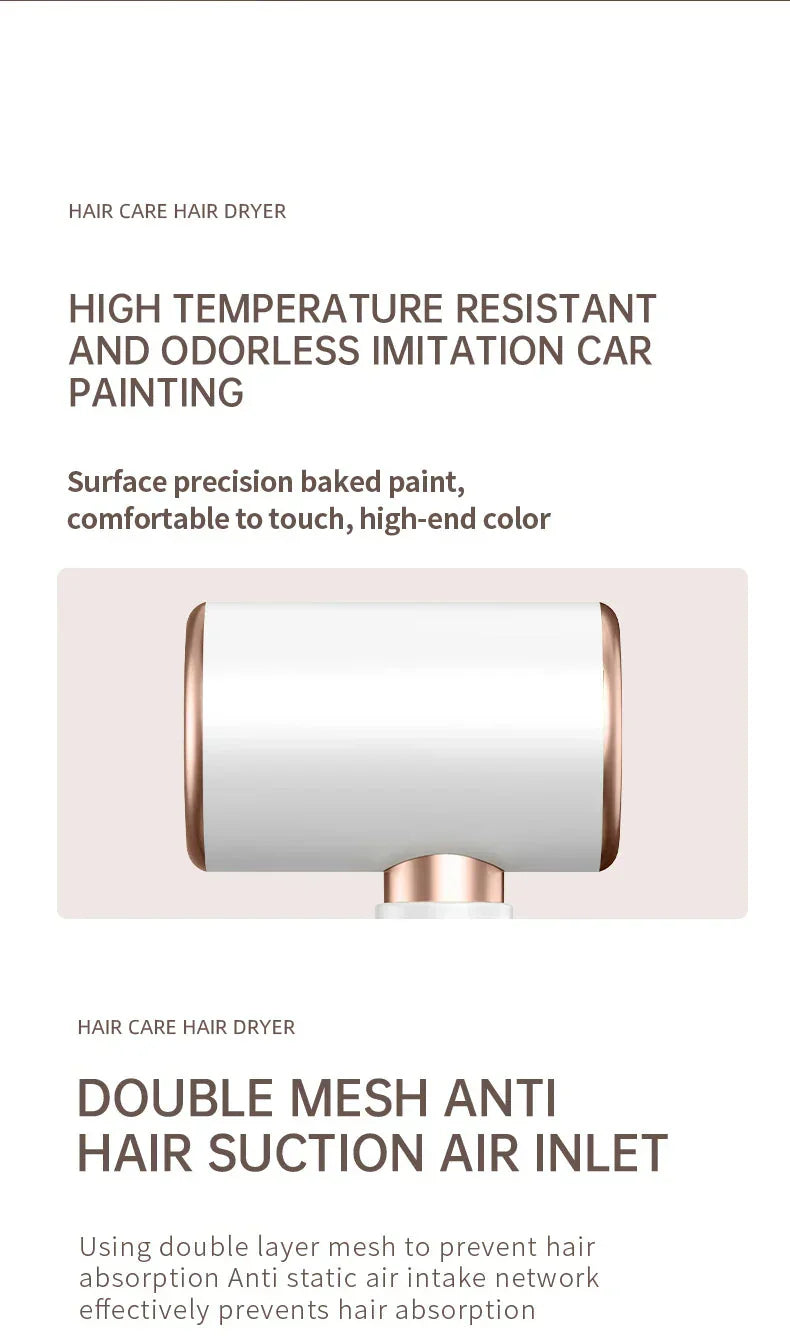 Högpresterande hårtork 2400W med kall- och varmluftsfunktion - Ionteknologi Carvallo