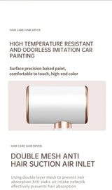 Högpresterande hårtork 2400W med kall- och varmluftsfunktion - Ionteknologi Carvallo