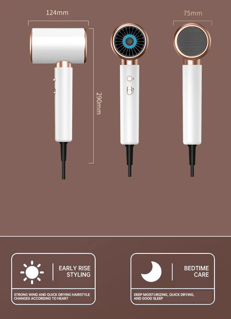 Carvallo Pro 2400 Hårtork 2400W | Ionteknologi | Ljuskälla & Kall luft | Lätt & Ergonomisk Carvallo