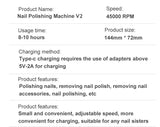 Högpresterande 45000RPM Bärbar Elektrisk Nagelfil Med Batteri | Tyst Design för Professionell Manikyr Carvallo