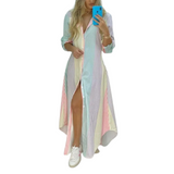 Skjortklänning med djup V-nacke för kvinnor-Hemnix-Flerfärgad-S-Hemnix