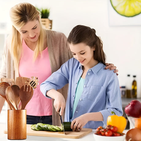 7-delars set köksredskap i trä – Värmetålig & Non-stick | Ideal för stekpanna och sallad Carvallo