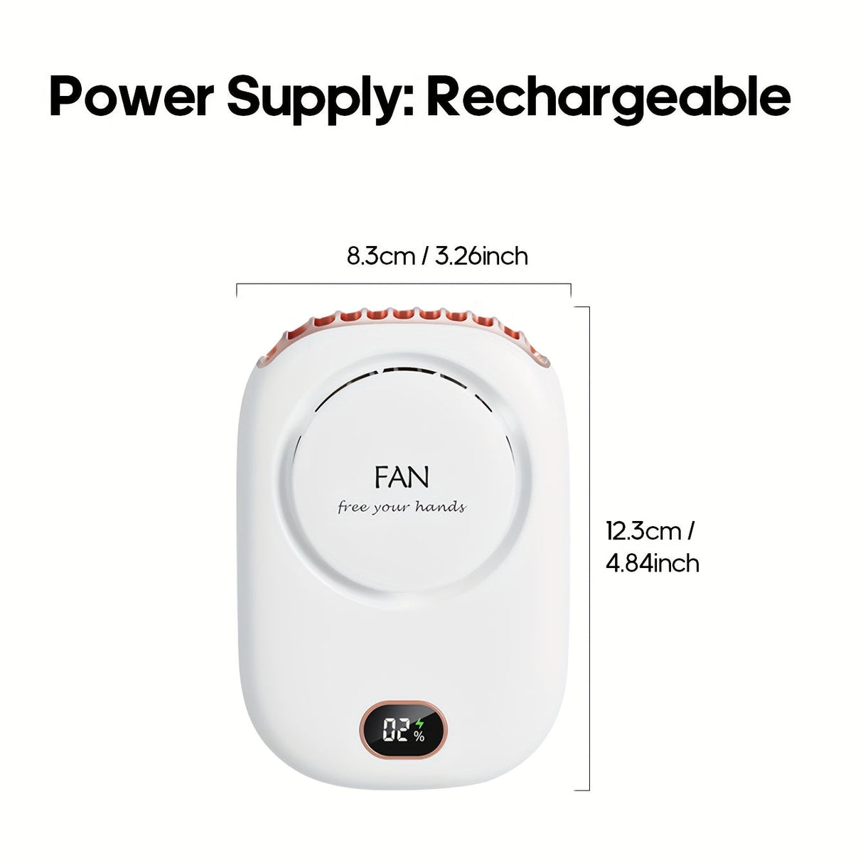 Carvallo Nackventilator BreezyLoop | USB-laddning | 3 hastigheter | 2000 mAh batteri | Handsfree-kylning Carvallo