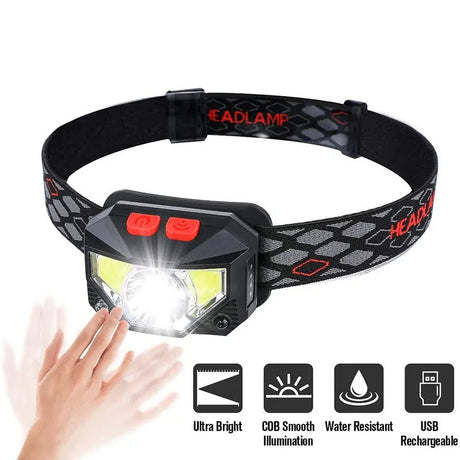 8 Lägen Rörelsesensor LED Huvudlampa Carvallo
