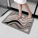 Royallure Geometrisk Diatomit Badmatta – Snabbtorkande, Halkfri, Gummibaksida Modern Design Carvallo