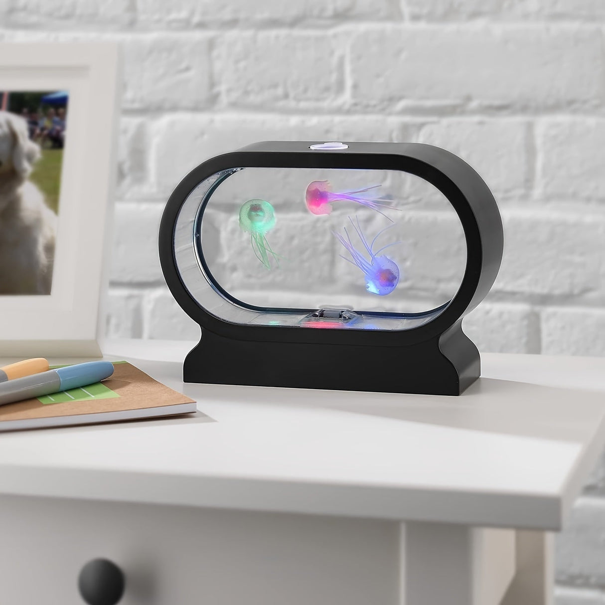 LumiJelly - LED Manet Tafellampa, 3-Färgs Simulering Akvarium Nattlampa, Batteridriven, Dekorativt Ljus Carvallo