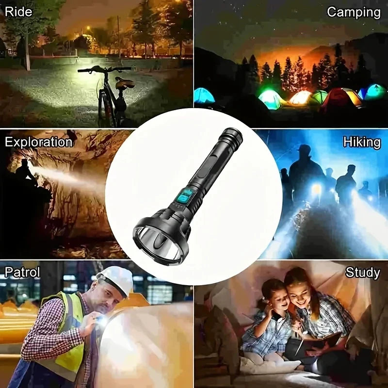 90000LM LED ficklampa – Taktisk söklampa med USB-laddning och superskarp belysning Carvallo