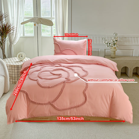 Tufted Sängkläder Set – Sängöverkast och Kuddeöverdrag med Stort Blommönster Carvallo