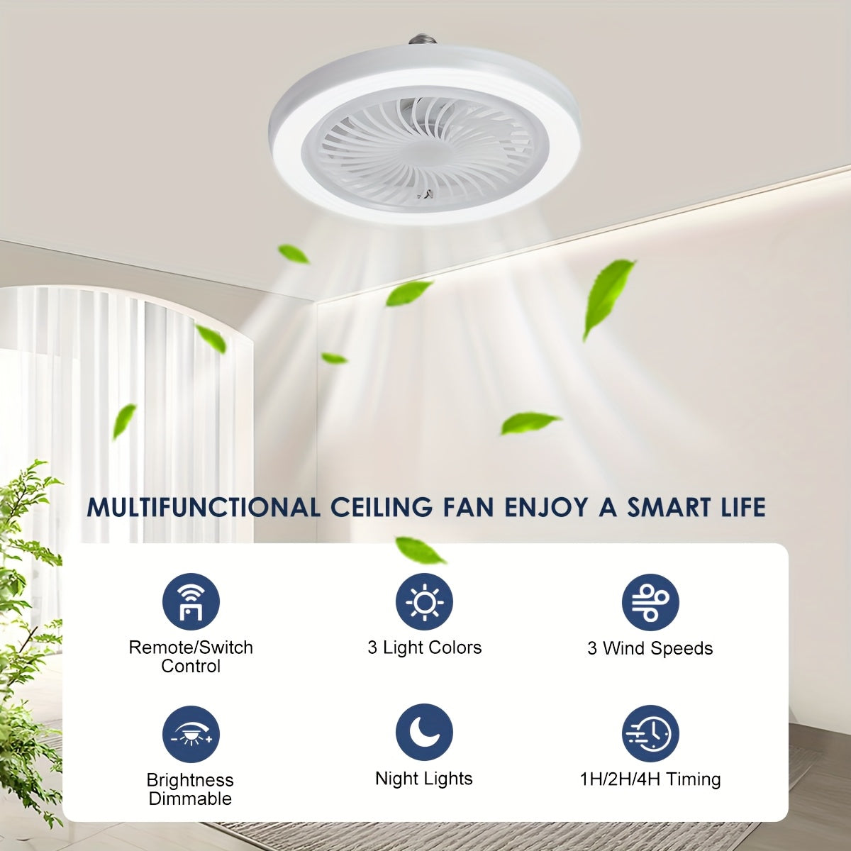 LED Smart Fan Lamp – Dimbar och Tyst Carvallo
