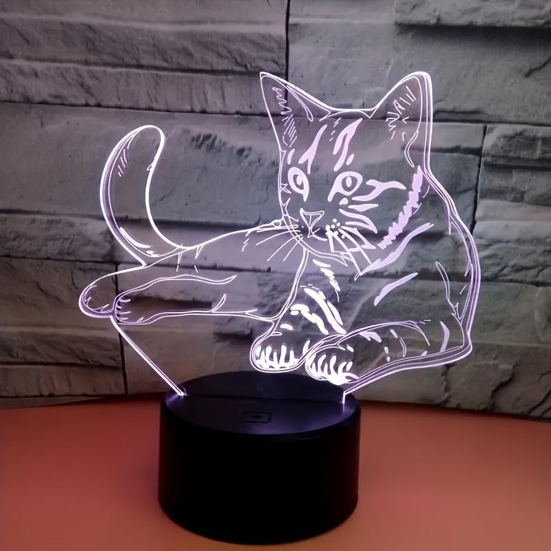 CatGlow - 3D Katt Nattlampa med 7 Färger Touch Kontroll Carvallo
