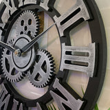 Överdimensionerad Silverfärgad Romersk Kuggväxel Vägghängd Klocka - Tyst Klocka för Vardagsrum, Kontor och Kök Carvallo