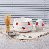 Matcha Set med jordgubbsskål – Traditionellt tillbehör för Matcha Latte Carvallo