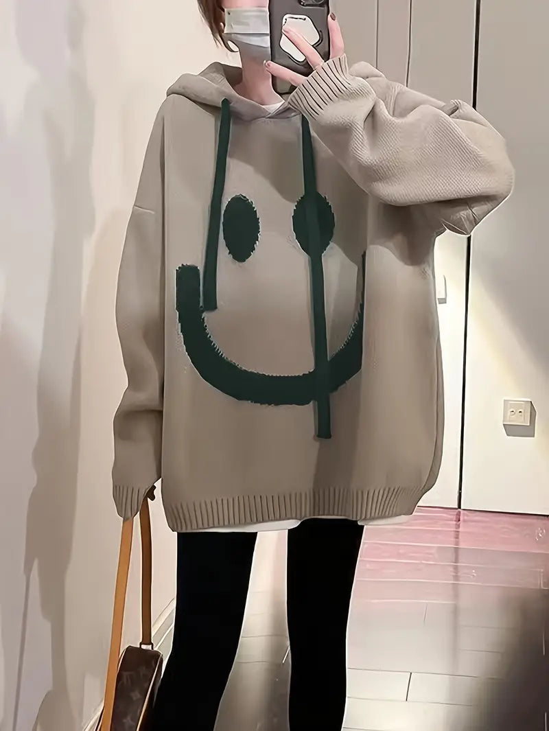 Dam Hoodie Leende Design Justerbar Sladd 100% Bomull