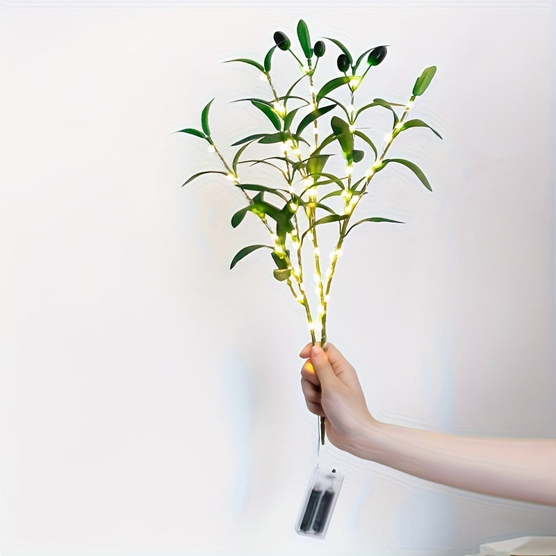 RoyaleGlow Ljusuppsättning Olivträd LED-lampa – Modern inredning för festliga tillfällen, bröllop, födelsedagar och feststämning, idealisk för matbord, skåp eller caféinredning Carvallo