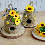 Carvallo Hänge-Binhus | Av naturhampa med solrosdekoration | För trädgård, terrass & vårdekoration | Utan ström Carvallo