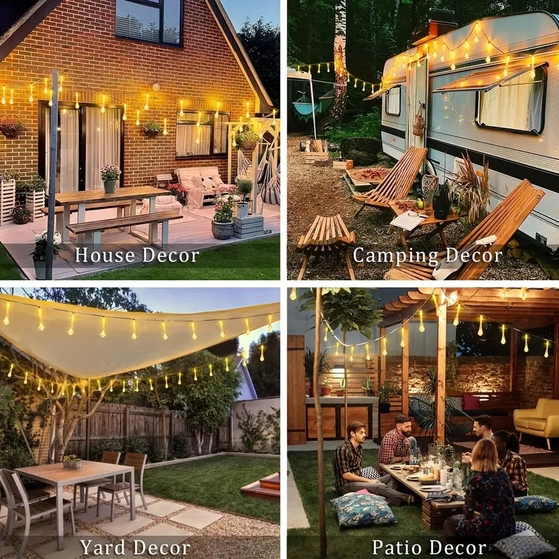 Solar LED Lichterkette – Färgglada droppljus för trädgård, terrass och dekoration Carvallo