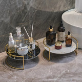 Marmorerad Glasfat – Dekorativ Organisatör med Metallram Carvallo