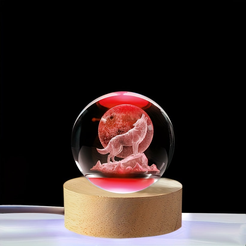 WolfLamp - 3D Snygg Wolf Glas Snöglob USB Nattlampa Carvallo
