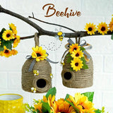 Carvallo Hänge-Binhus | Av naturhampa med solrosdekoration | För trädgård, terrass & vårdekoration | Utan ström Carvallo