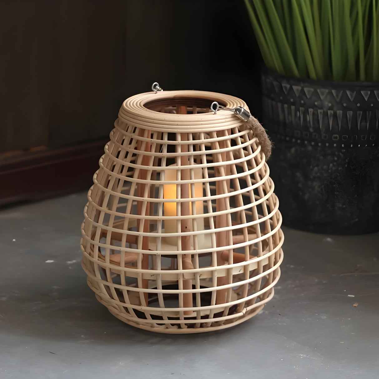 HomeHaven Lantern - Handwoven Candle Holder Floor Lantern Carvallo