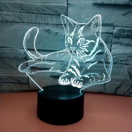 CatGlow - 3D Katt Nattlampa med 7 Färger Touch Kontroll Carvallo