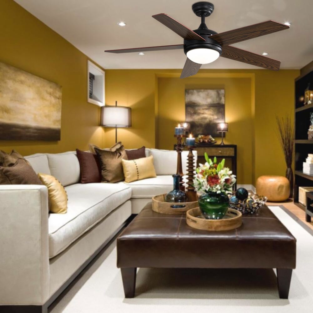 Stilig 52" Trä Takfläkt med dimbar LED-lampa och fjärrkontroll Carvallo