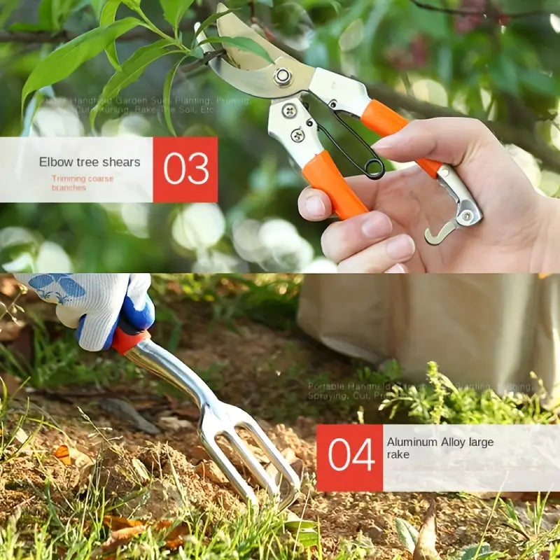 Trädgårdsverktygsset med bärväska – 10-delat set för trädgårdsskötsel Carvallo