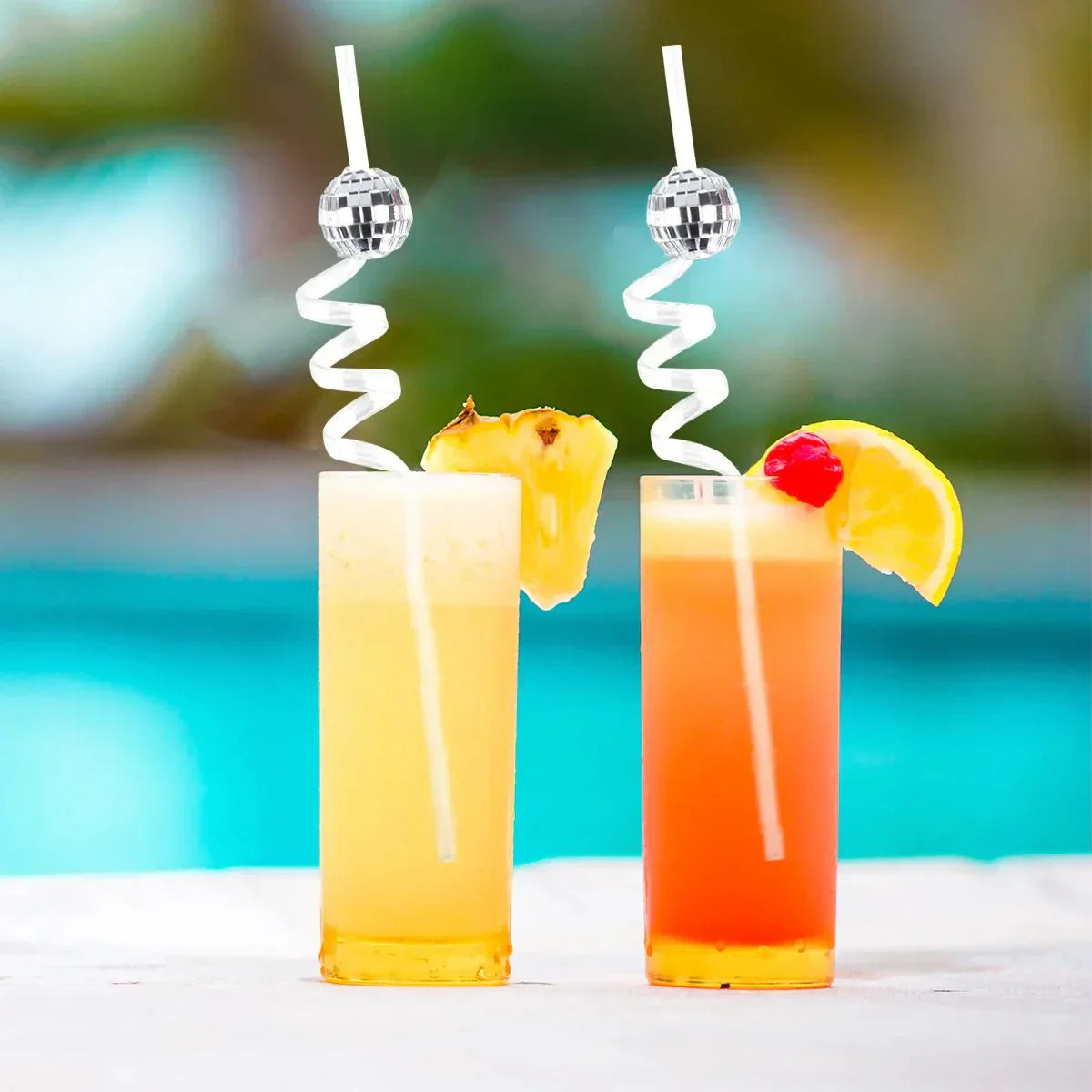 Åtta delars set med glittrande discokule-sugrör för fester Carvallo