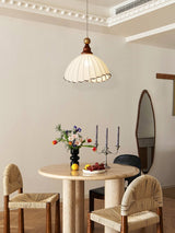 Pendellampa Textilskärm Trä Taklampa Carvallo