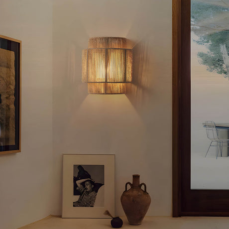 Vägglampa Rustik Naturlig Rep Inomhuslampa Carvallo