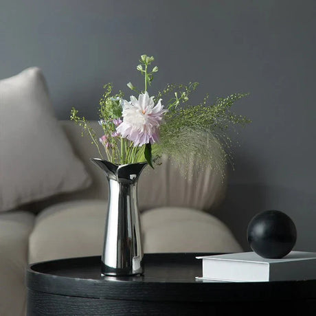 Elegant & Sleek Silver Ceramic Flower Vase for Modern Decor Carvallo