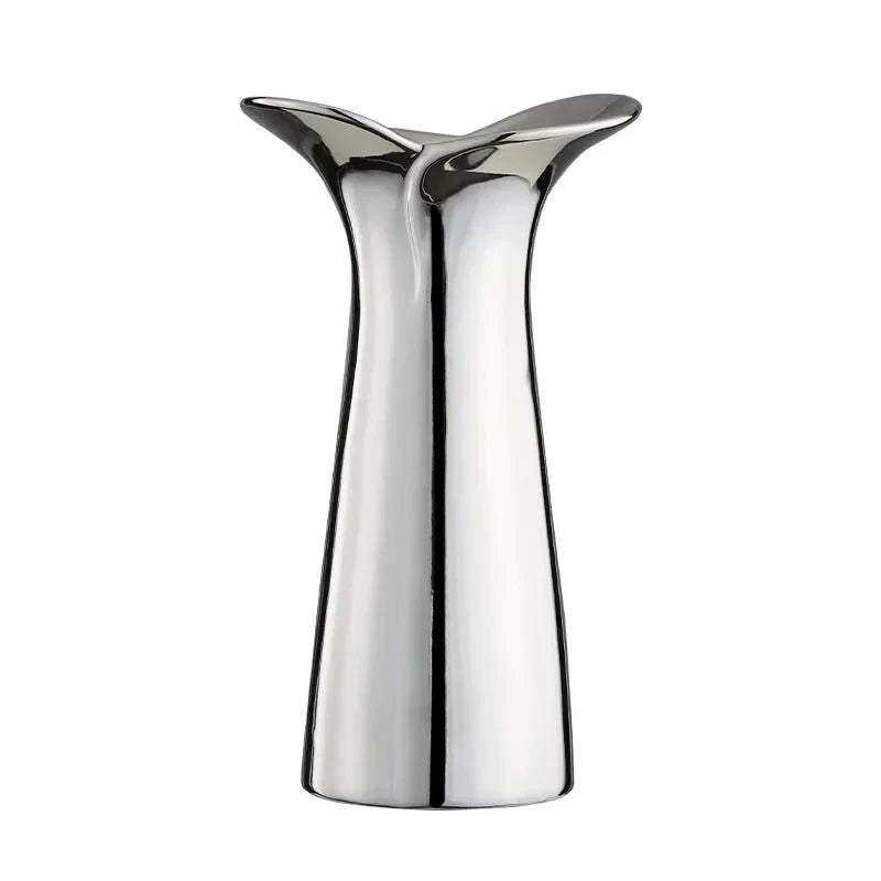Elegant & Sleek Silver Ceramic Flower Vase for Modern Decor Carvallo