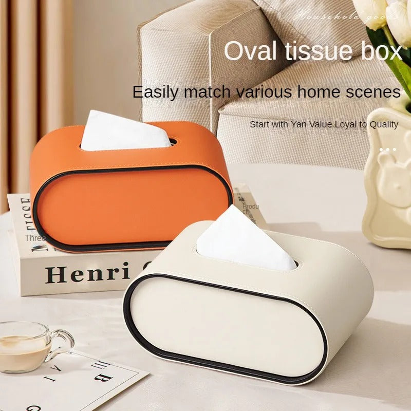 Tissue Box Cover PU Leather Modern Holder Carvallo