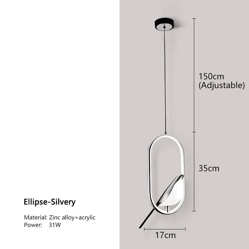 Svart Nordisk Skata LED Pendellampa – Stilren Inomhuschandelier för Kök och Sovrum Belysning Carvallo