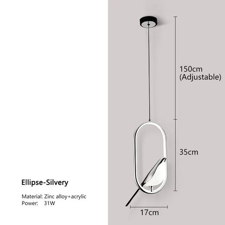 Svart Nordisk Skata LED Pendellampa – Stilren Inomhuschandelier för Kök och Sovrum Belysning Carvallo