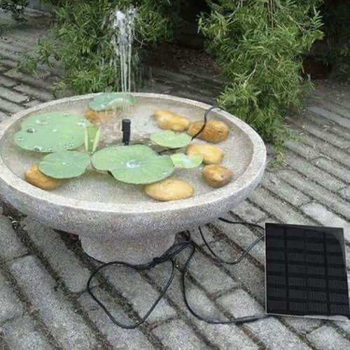 Solcellsfontän + 4x olika munstycken gratis
